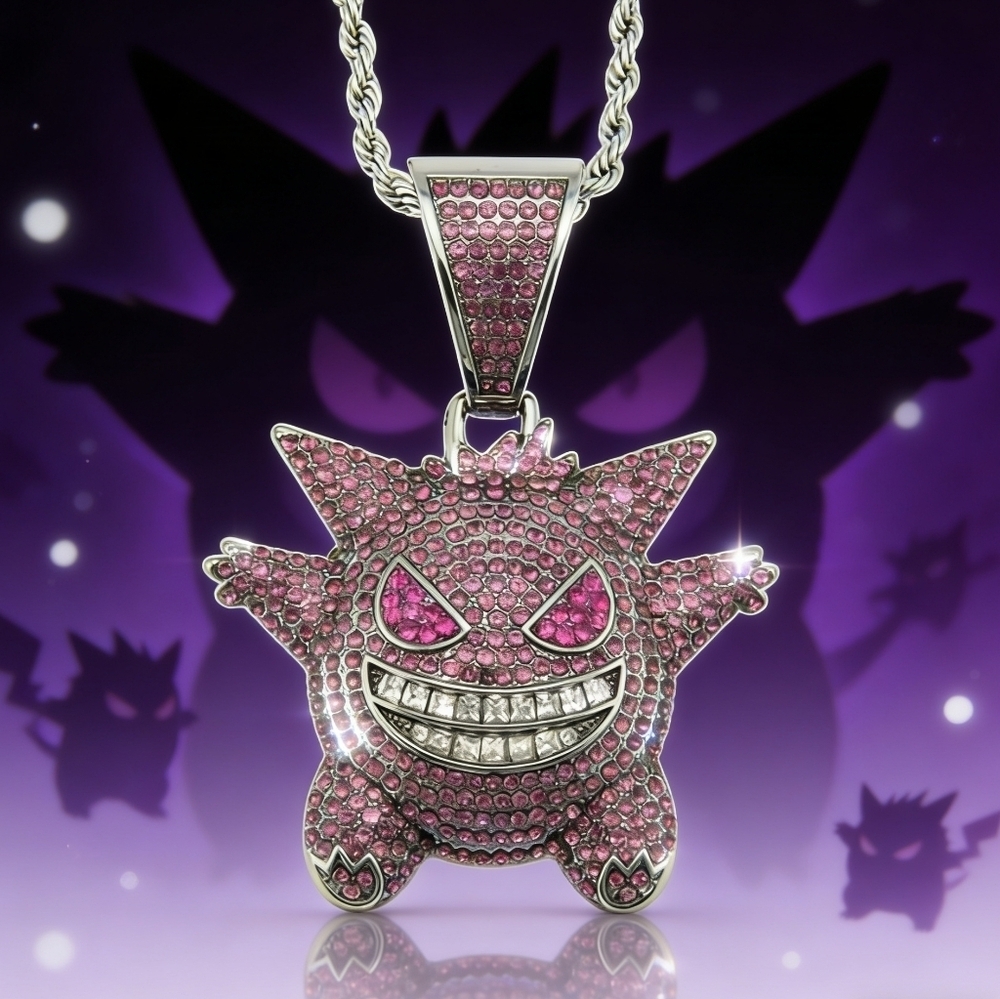 Luxe Gengar Crystal Pendant Necklace Purple Edition